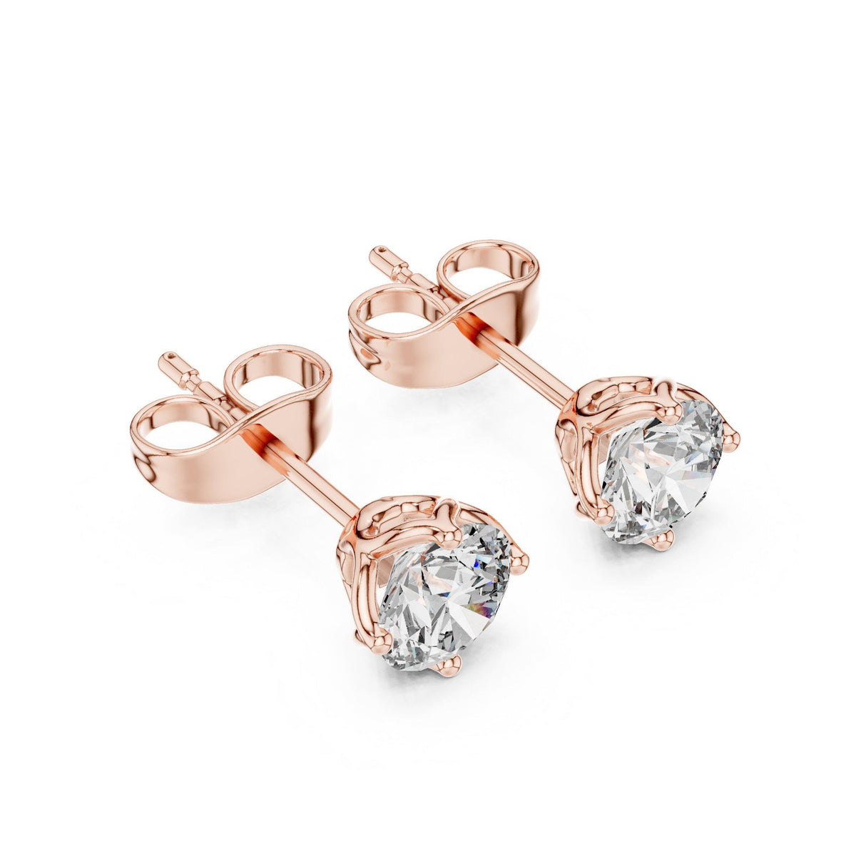 Round Moissanite Solitaire Stud Earrings – 925 Sterling Silver, 18K Gold Vermeil