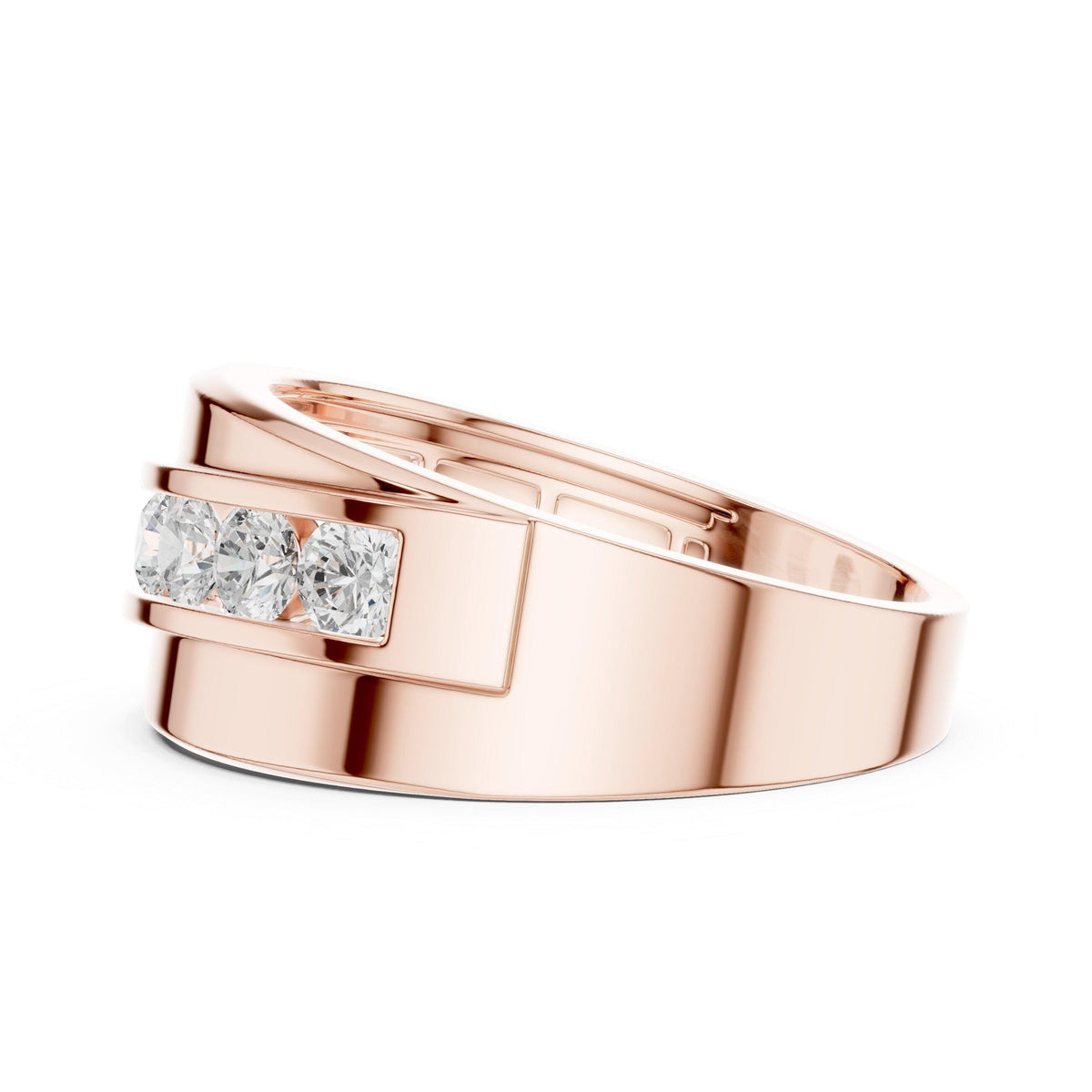 Men's Diagonal Channel-Set Moissanite Band – 925 Sterling Silver, 18K Gold Vermeil