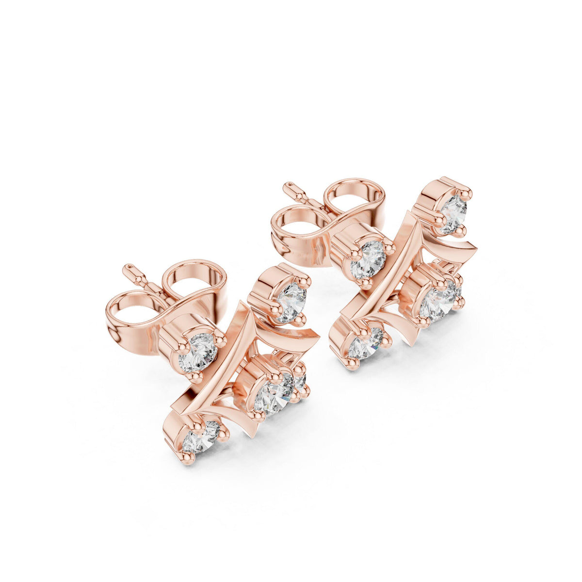 Moissanite Four-Point Star Frame Stud Earrings – 925 Sterling Silver, 18K Gold Vermeil