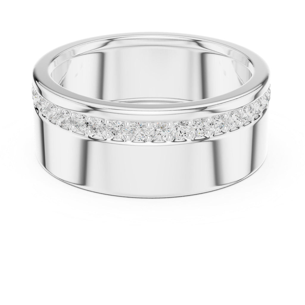 Men's Wide Band with Pavé Moissanite Stripe – 925 Sterling Silver, 18K Gold Vermeil