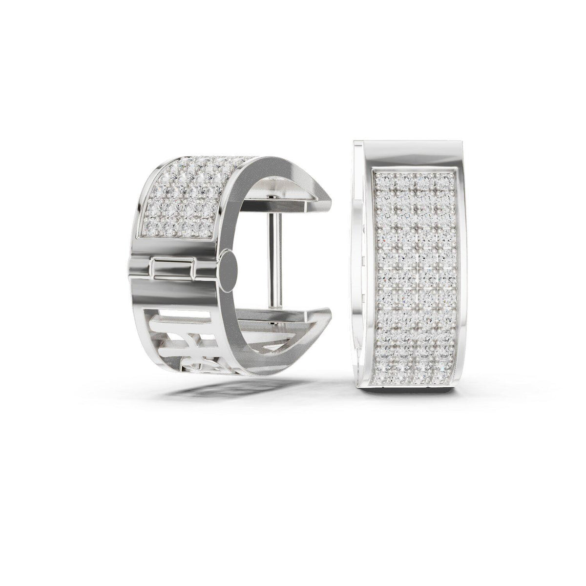 Moissanite Pavé Wide Huggie Hoop Earrings – 925 Sterling Silver, 18K Gold Vermeil