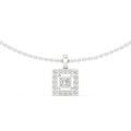 Princess Moissanite Square-Halo Pendant Necklace – 925 Sterling Silver, 18K Gold Vermeil