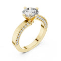 Round Moissanite Twist Ring with Pavé Band, 7.5mm – 925 Sterling Silver, 18K Gold Vermeil