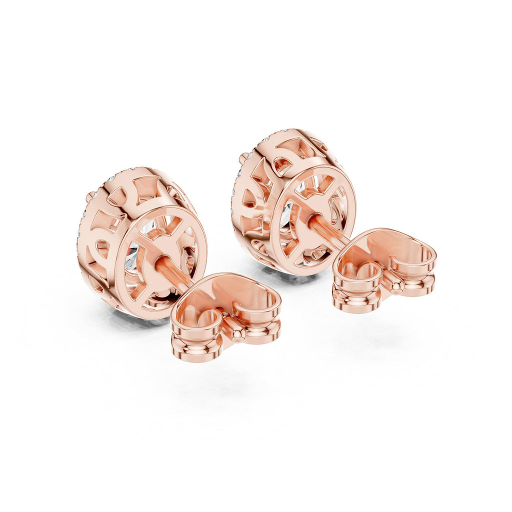 Oval Moissanite Halo Stud Earrings – 925 Sterling Silver, 18K Gold Vermeil