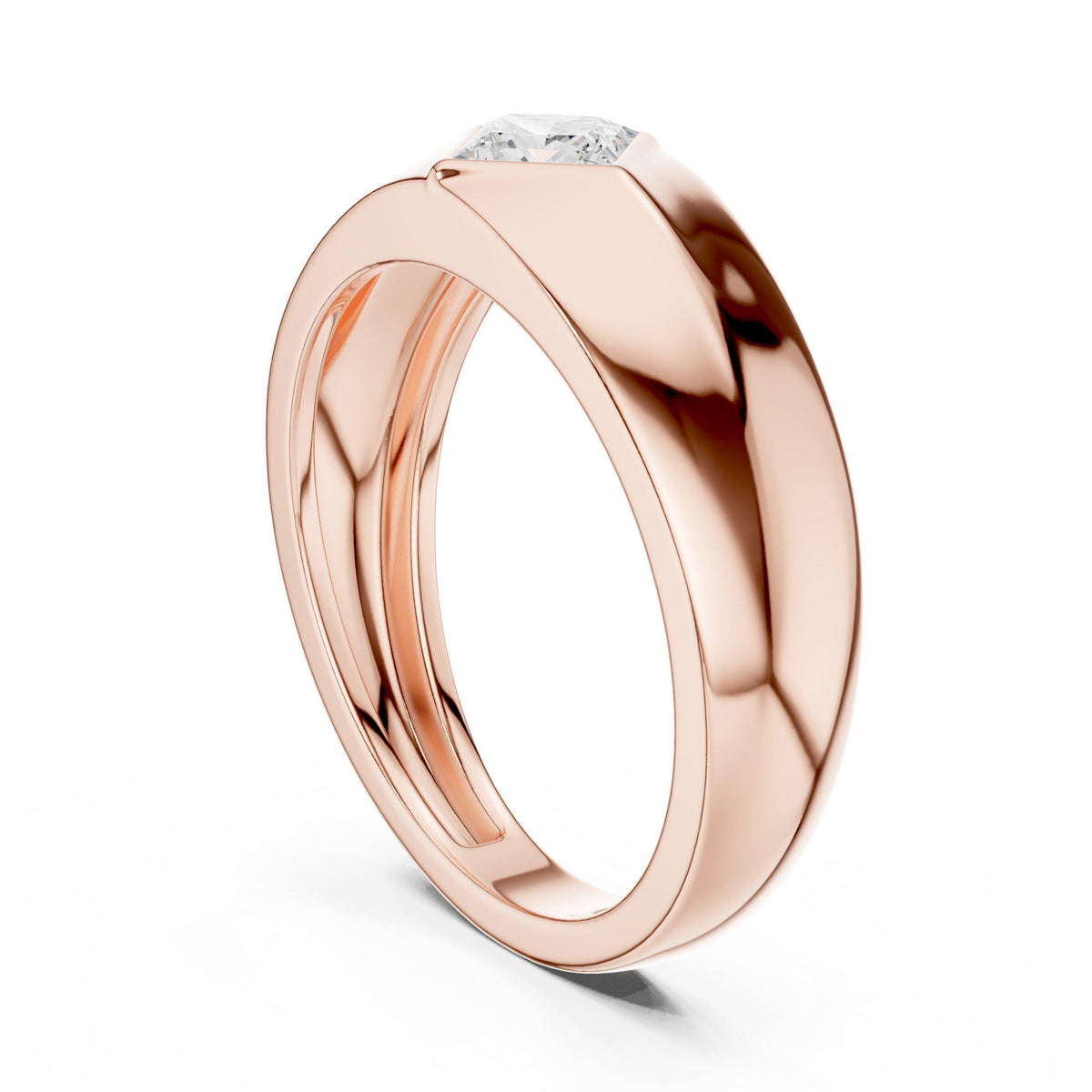 Men's Diamond-Set Princess-Cut Moissanite Ring – 925 Sterling Silver, 18K Gold Vermeil