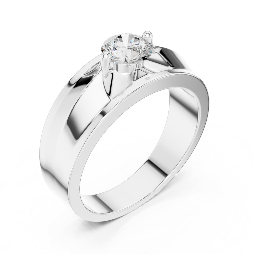Men's Round Moissanite Ring with Winged Setting – 925 Sterling Silver, 18K Gold Vermeil