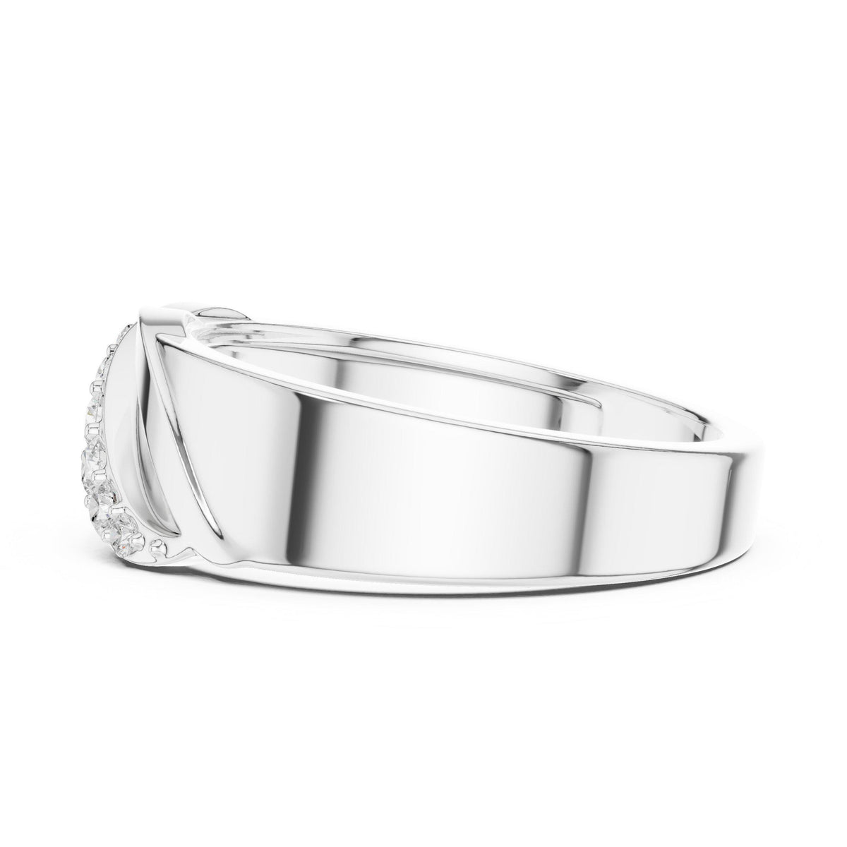 Men's Diagonal Pavé Moissanite Band – 925 Sterling Silver, 18K Gold Vermeil