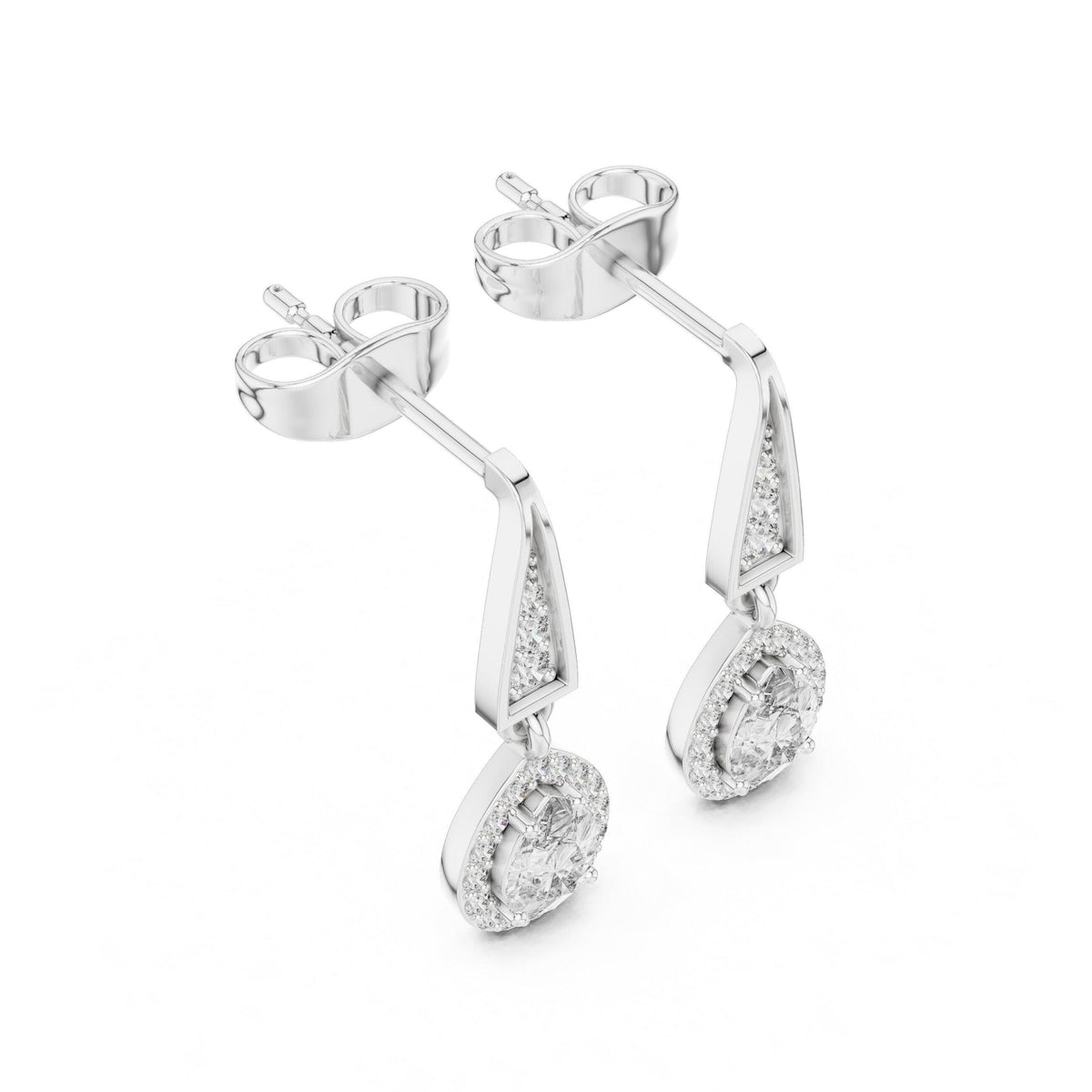 Pear Moissanite Halo Drop Earrings – 925 Sterling Silver, 18K Gold Vermeil