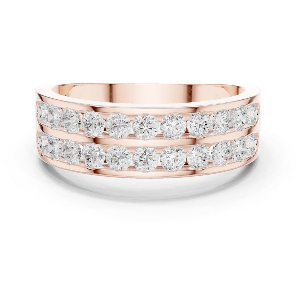 Men's Double-Row Channel-Set Moissanite Band – 925 Sterling Silver, 18K Gold Vermeil