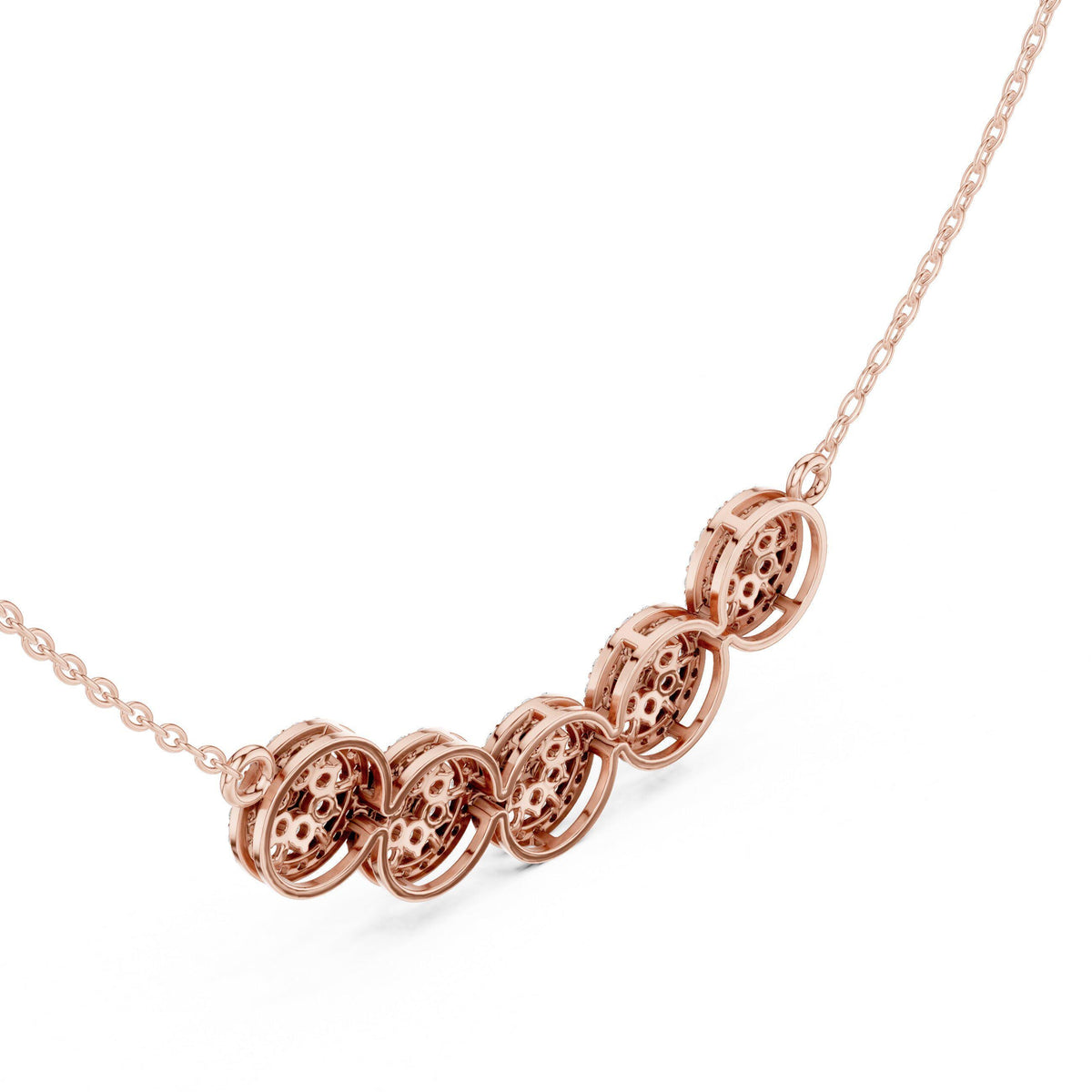 Moissanite Cluster Halo Trio Mangalsutra Necklace – 925 Sterling Silver, 18K Gold Vermeil