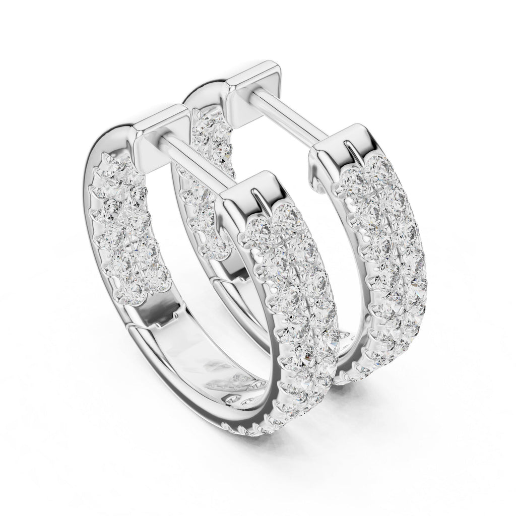 Moissanite Pavé Double-Row Wide Hoop Earrings – 925 Sterling Silver, 18K Gold Vermeil