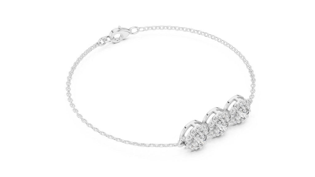 Triple-Halo Round Moissanite Bracelet – 925 Sterling Silver, 18K Gold Vermeil