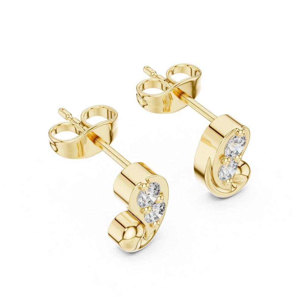 Moissanite Pavé Paisley Stud Earrings – 925 Sterling Silver, 18K Gold Vermeil