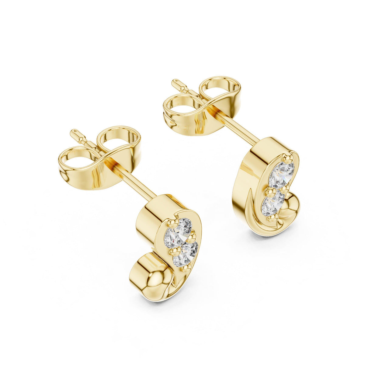 Moissanite Pavé Paisley Stud Earrings – 925 Sterling Silver, 18K Gold Vermeil