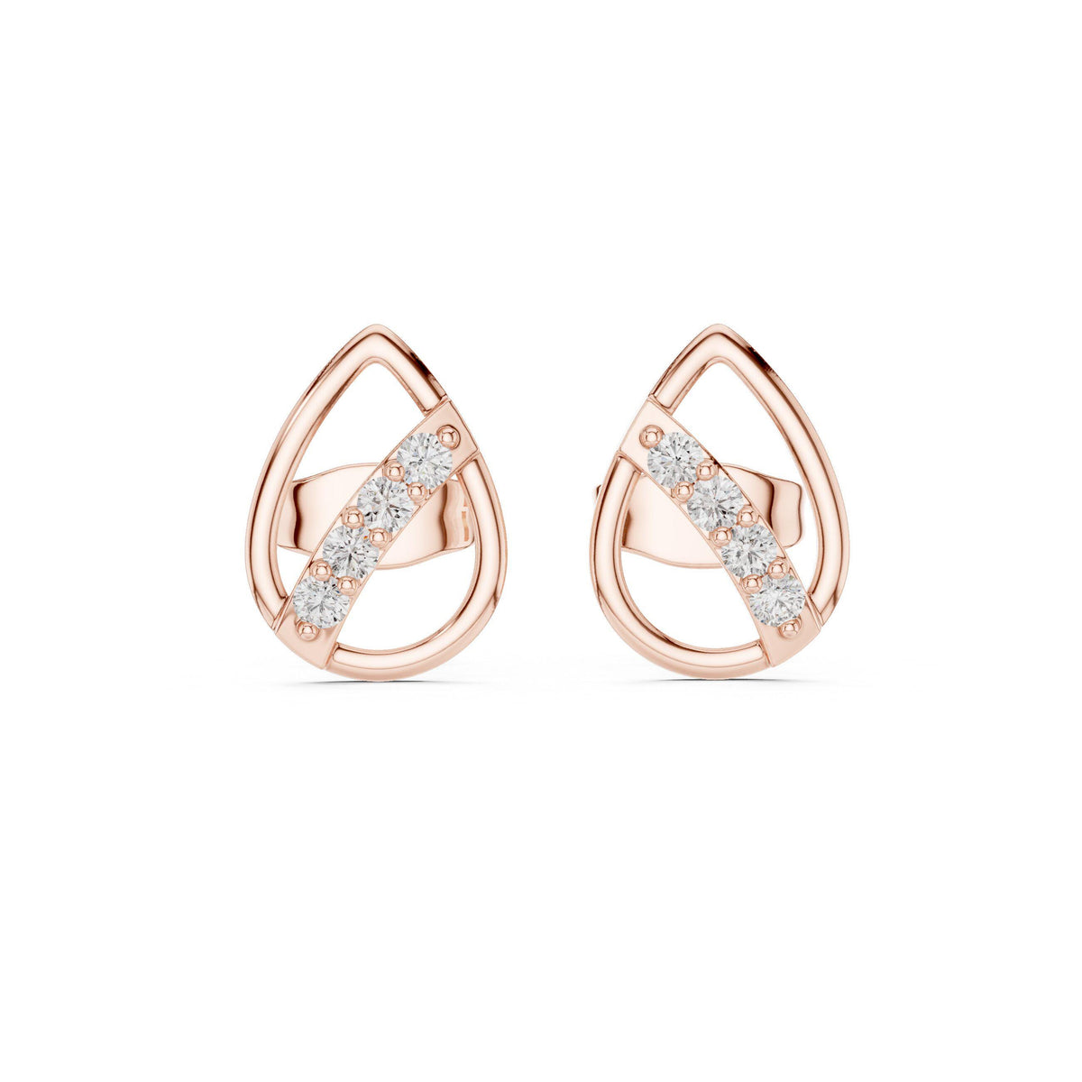 Moissanite Open Teardrop Stud Earrings – 925 Sterling Silver, 18K Gold Vermeil