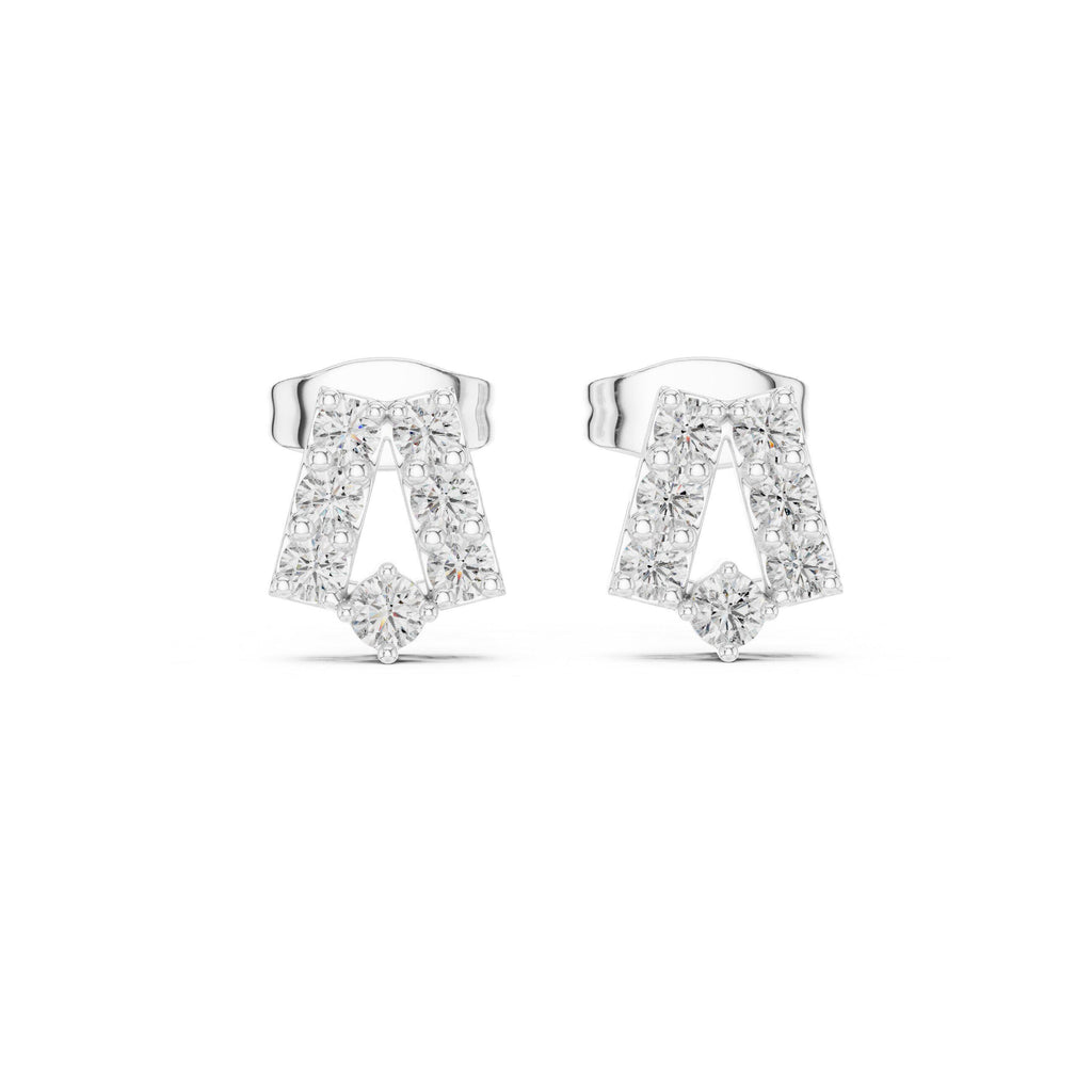Moissanite Pavé Pentagon Stud Earrings – 925 Sterling Silver, 18K Gold Vermeil