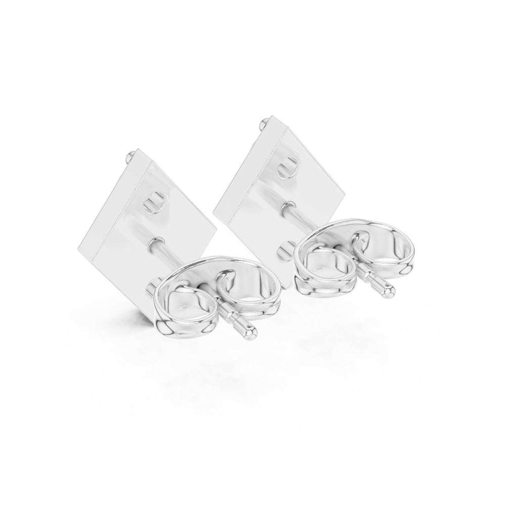 Moissanite Rhombus Three-Stone Stud Earrings – 925 Sterling Silver, 18K Gold Vermeil