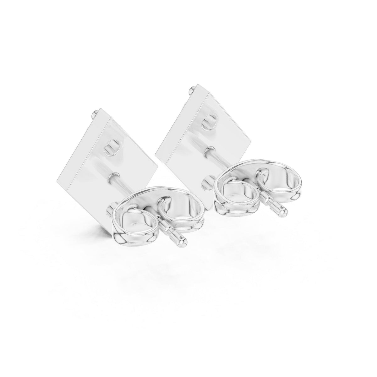 Moissanite Rhombus Three-Stone Stud Earrings – 925 Sterling Silver, 18K Gold Vermeil