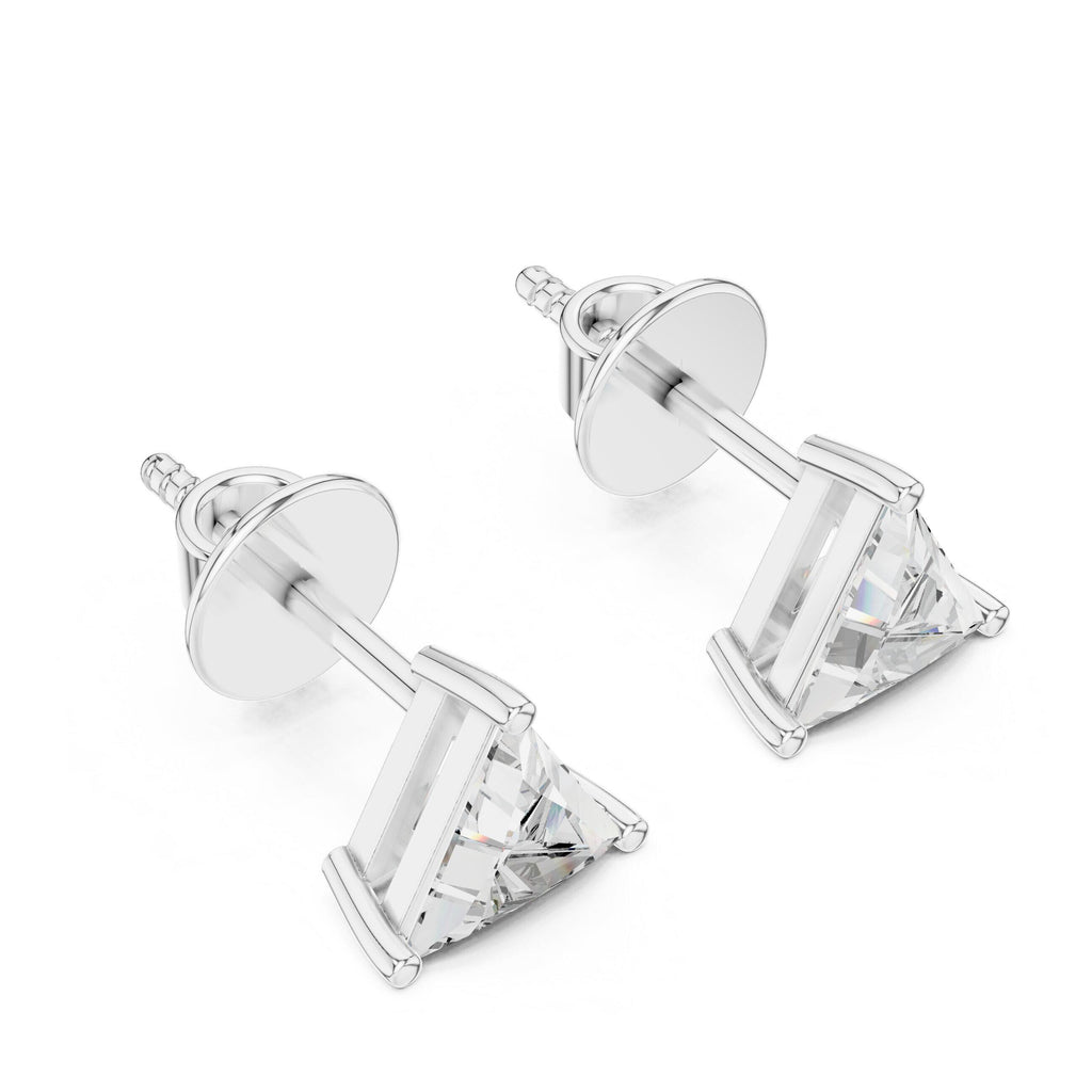 Trillion Moissanite Stud Earrings – 925 Sterling Silver, 18K Gold Vermeil
