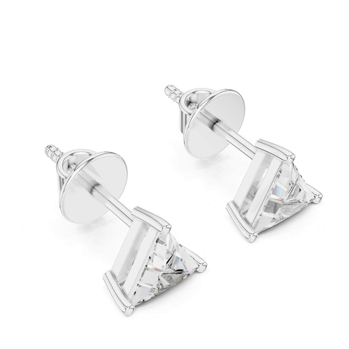 Trillion Moissanite Stud Earrings – 925 Sterling Silver, 18K Gold Vermeil
