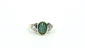 Oval Cabochon Emerald Ring with Diamond Accents – 925 Sterling Silver, 18K Gold Vermeil