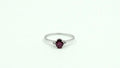 Oval Ruby Solitaire Ring with Diamond Accents – 925 Sterling Silver, 18K White Gold Vermeil