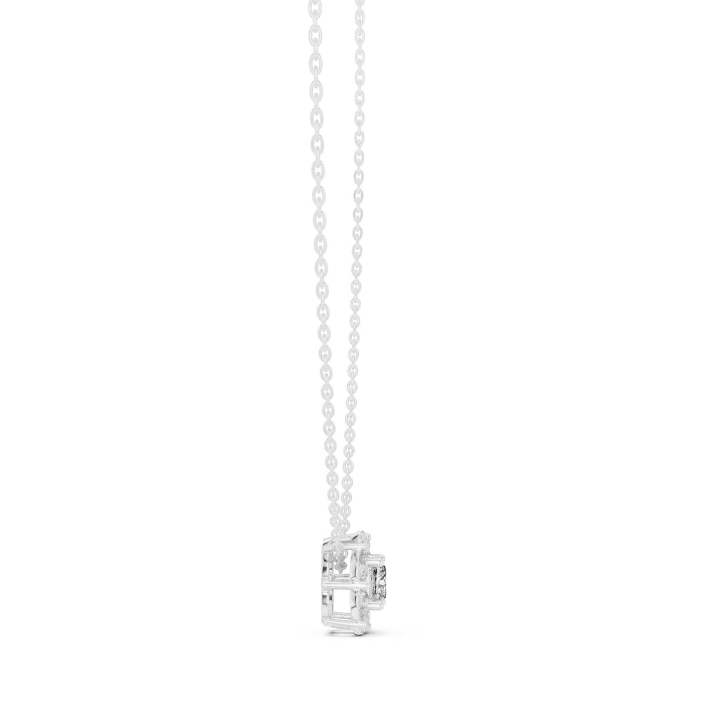 Princess Moissanite Marquise Frame Necklace – 925 Sterling Silver, 18K Gold Vermeil