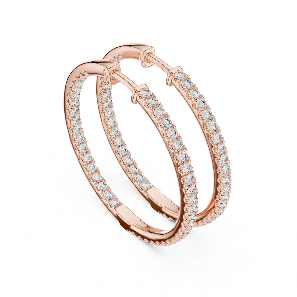 Moissanite Inside-Out Pavé Hoop Earrings – 925 Sterling Silver, 18K Gold Vermeil