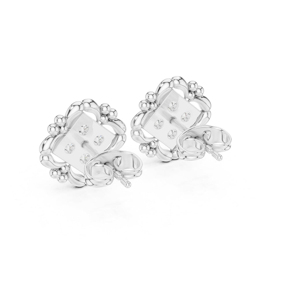 Moissanite Filigree Quatrefoil Stud Earrings – 925 Sterling Silver, 18K Gold Vermeil