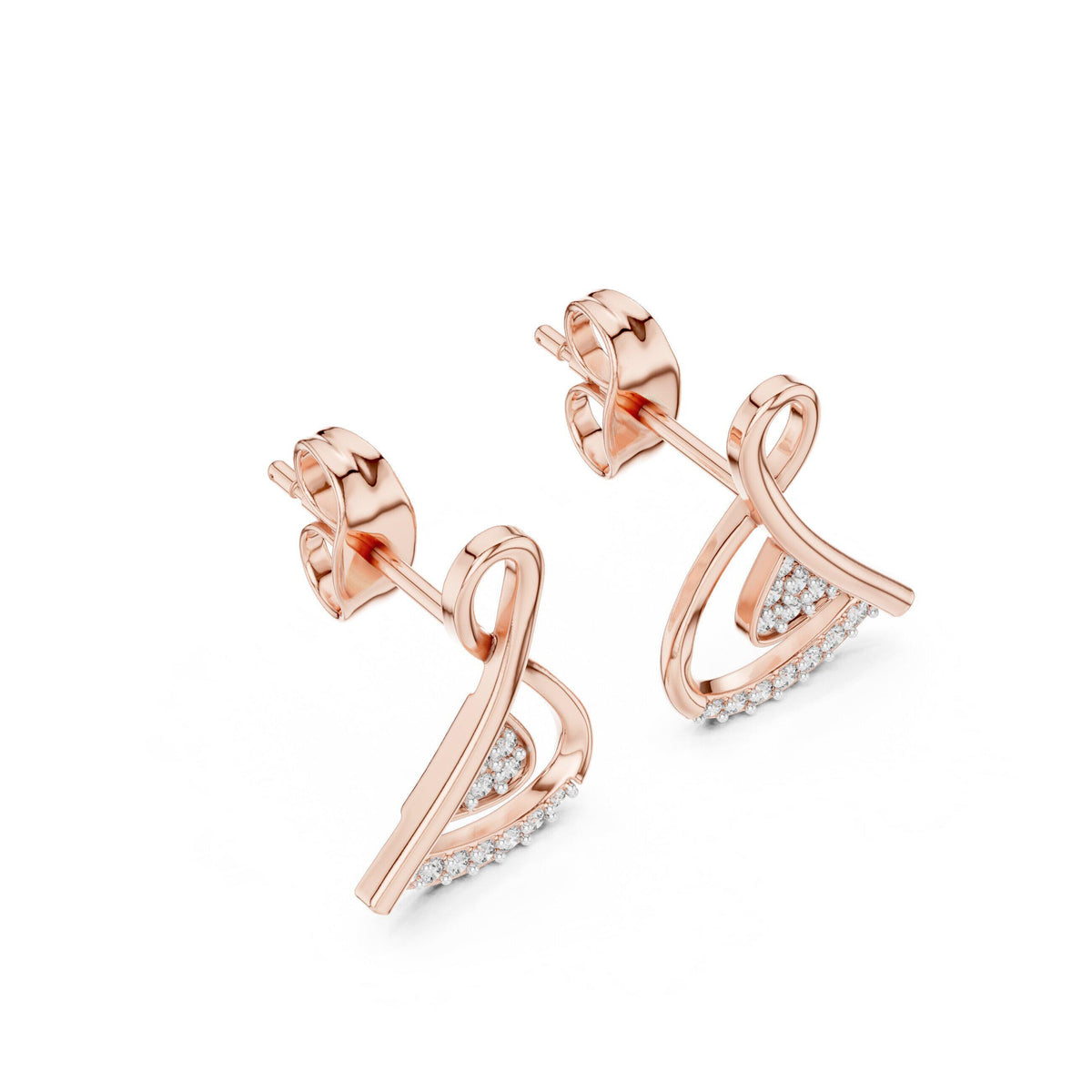 Moissanite Twisted Ribbon Stud Earrings – 925 Sterling Silver, 18K Gold Vermeil