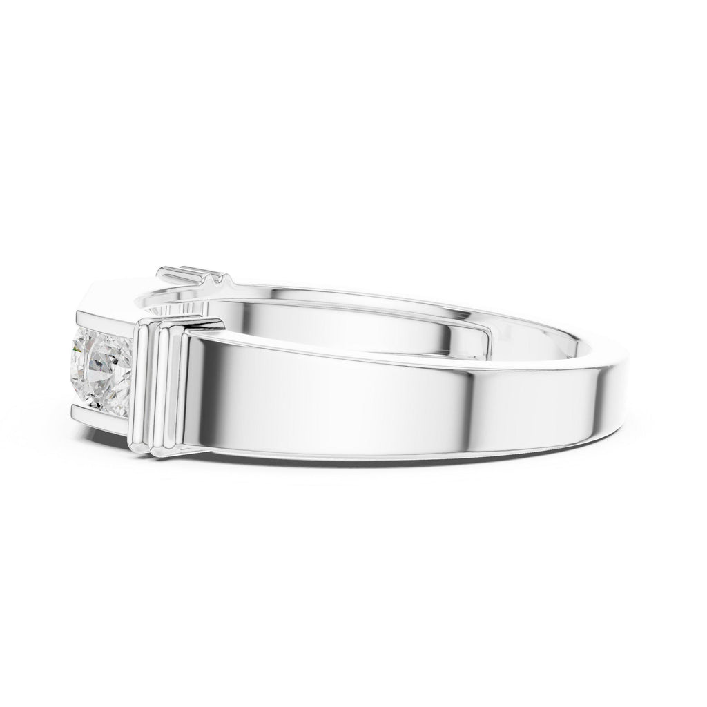 Men's Five-Stone Moissanite Ring, Flat Top – 925 Sterling Silver, 18K Gold Vermeil