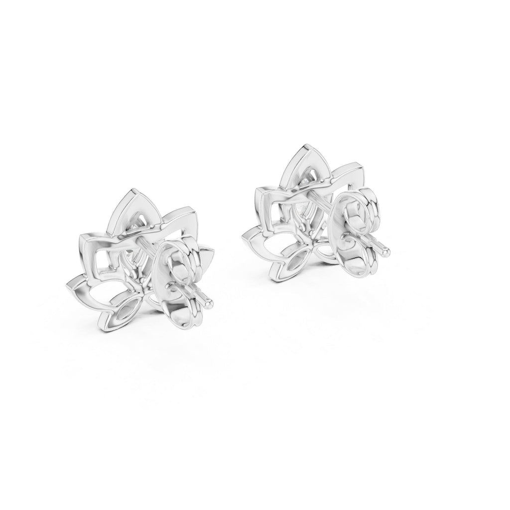 Marquise Moissanite Lotus Outline Stud Earrings – 925 Sterling Silver, 18K Gold Vermeil