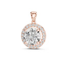 9mm Round Moissanite Double-Halo Pendant Necklace – 925 Sterling Silver, 18K Gold Vermeil