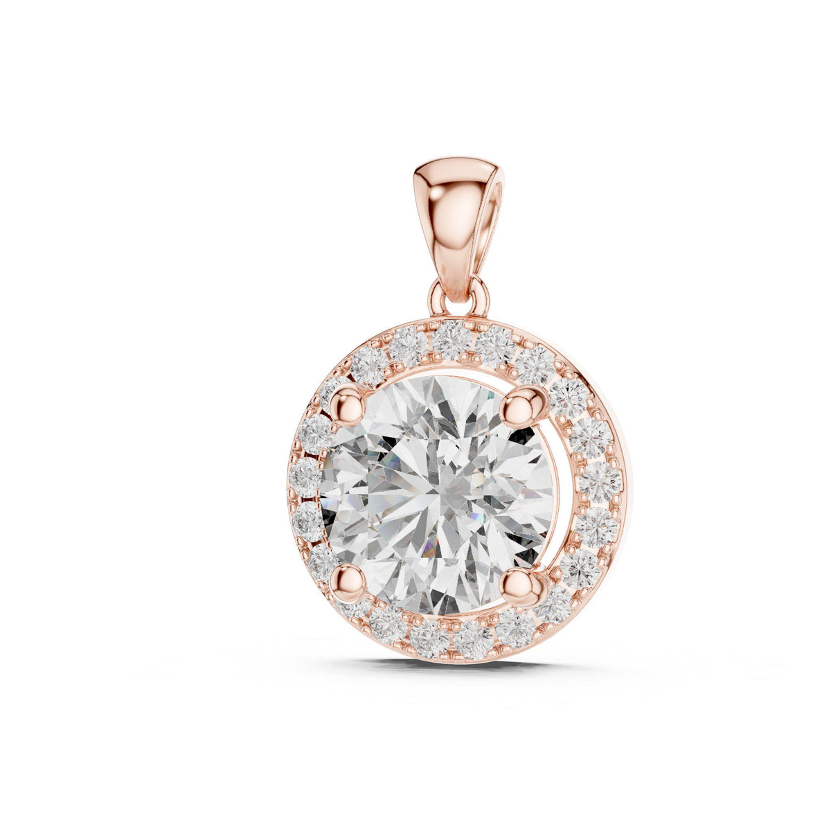 9mm Round Moissanite Double-Halo Pendant Necklace – 925 Sterling Silver, 18K Gold Vermeil