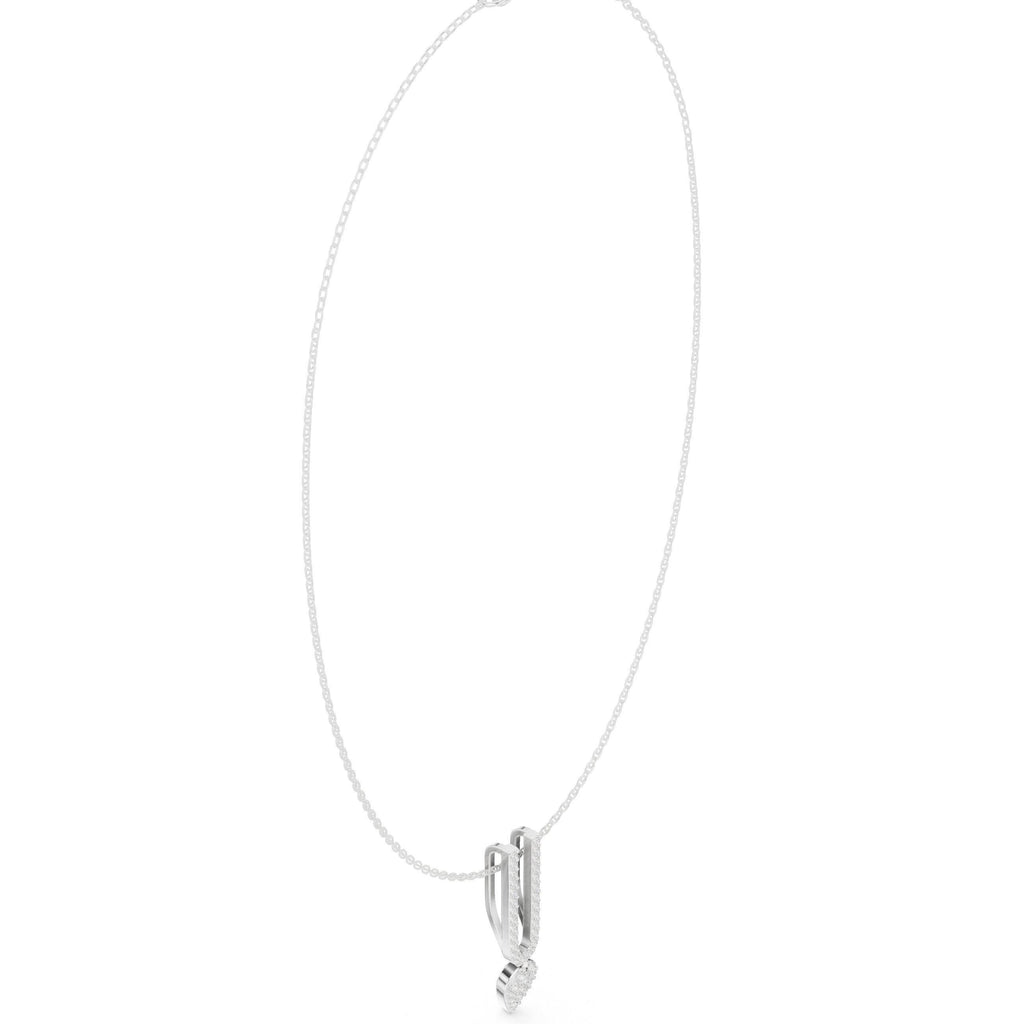 Moissanite Pavé Leaf & Bar Pendant Necklace – 925 Sterling Silver, 18K Gold Vermeil