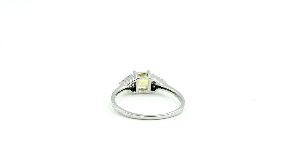 Cushion Yellow Sapphire & Diamond Ring – 925 Sterling Silver, 18K White Gold Vermeil