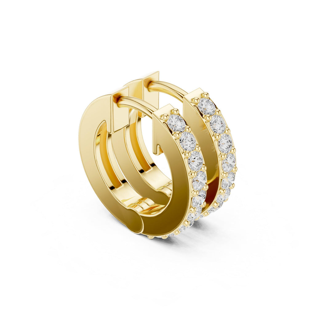 Moissanite Pavé Double-Row Hoop Earrings – 925 Sterling Silver, 18K Gold Vermeil