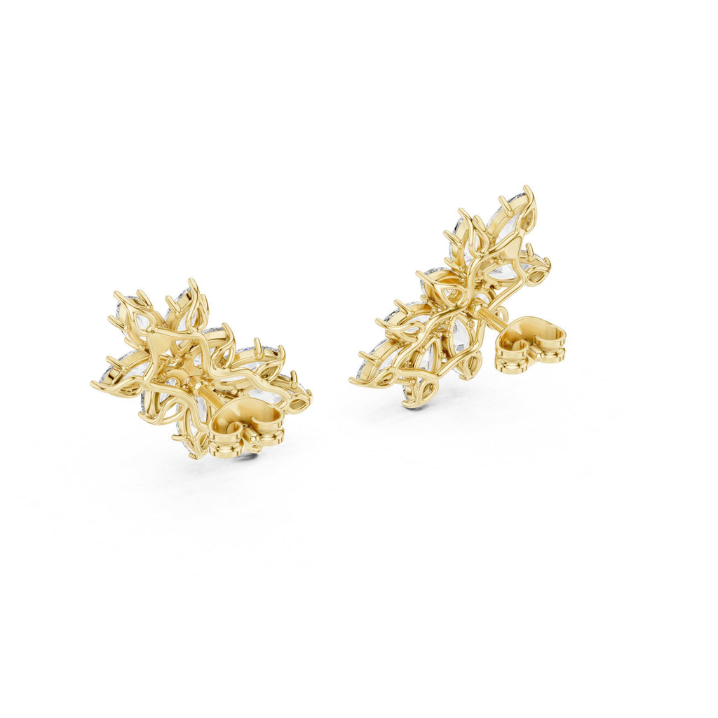 Marquise Moissanite Climber Earrings – 925 Sterling Silver, 18K Gold Vermeil
