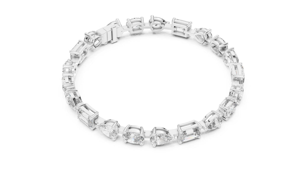 Emerald, Pear & Oval Moissanite Tennis Bracelet – 925 Sterling Silver, 18K Gold Vermeil