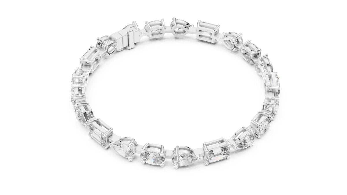 Emerald, Pear & Oval Moissanite Tennis Bracelet – 925 Sterling Silver, 18K Gold Vermeil