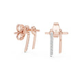 Moissanite Pavé Bar Front-Back Earrings – 925 Sterling Silver, 18K Gold Vermeil