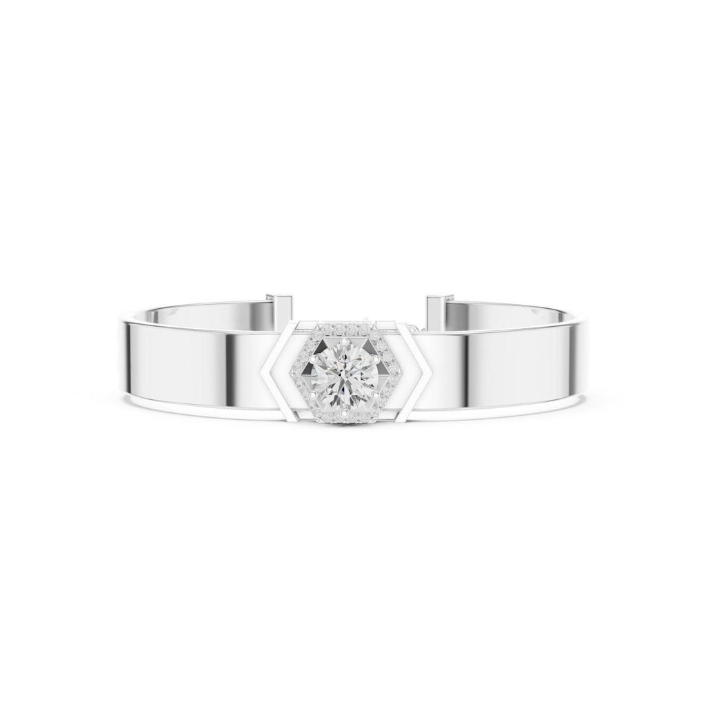 18K Gold Vermeil Men's Moissanite Cuff Bracelet | 925 Sterling Silver, Modern Luxury