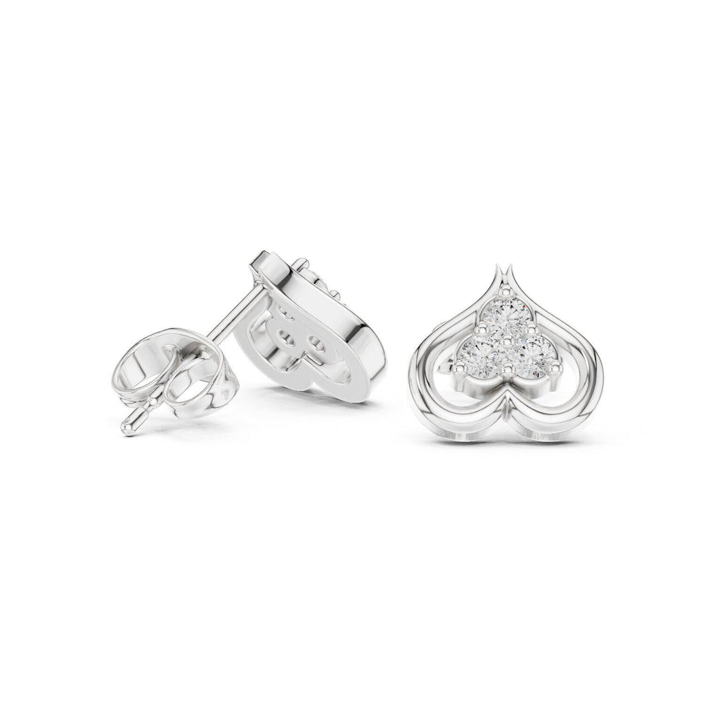 Moissanite Pavé Spade Stud Earrings – 925 Sterling Silver, 18K Gold Vermeil