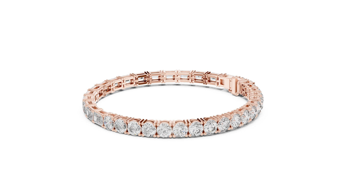 Emerald-Cut Moissanite Tennis Bracelet with Round Accents – 925 Sterling Silver, 18K Gold Vermeil