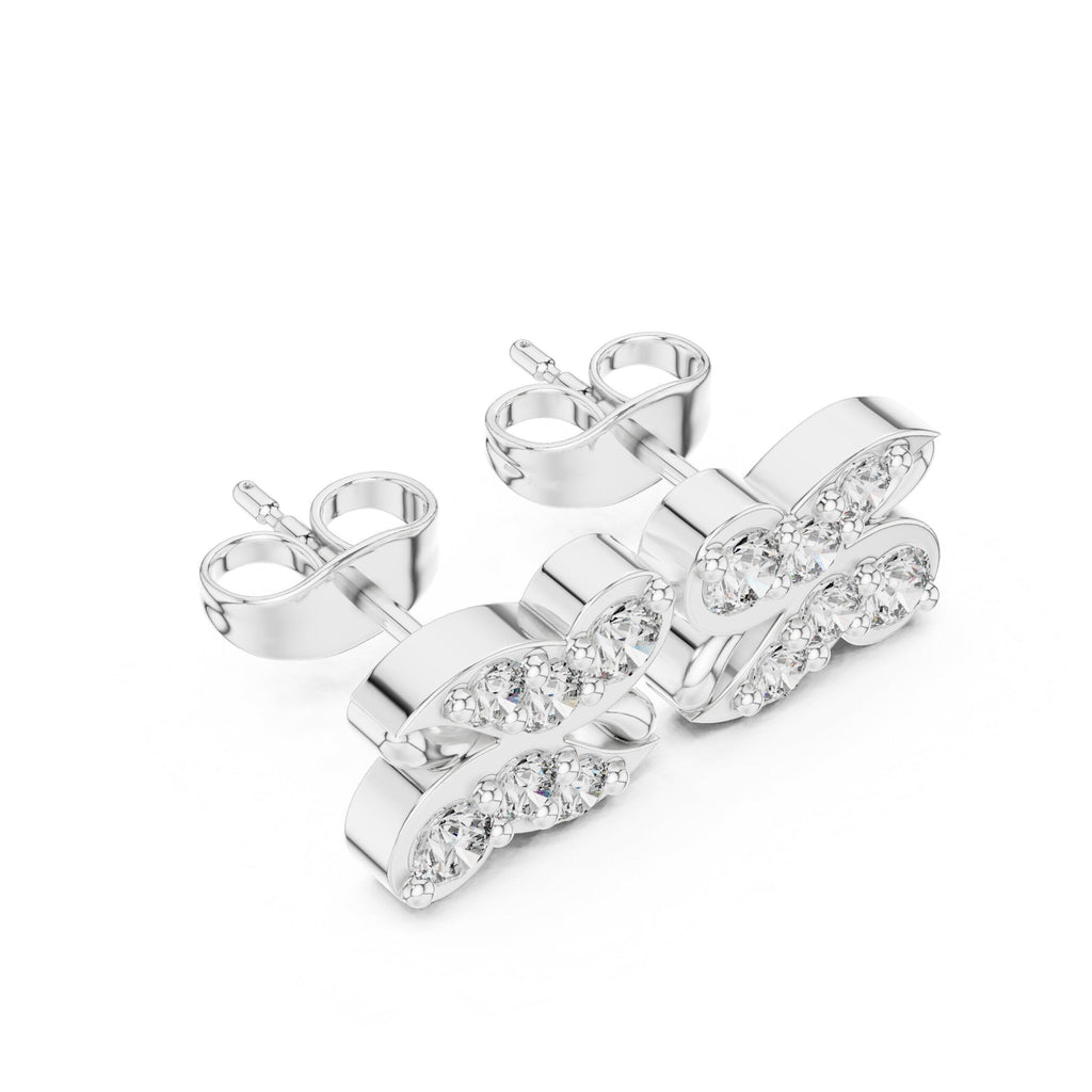 Moissanite Pavé Infinity Wave Stud Earrings – 925 Sterling Silver, 18K Gold Vermeil