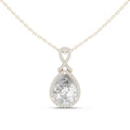 Pear Moissanite Halo Pendant with Crossover Bail – 925 Sterling Silver, 18K Gold Vermeil