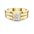 Men's Round Moissanite Ring, Double-Groove Band – 925 Sterling Silver, 18K Gold Vermeil