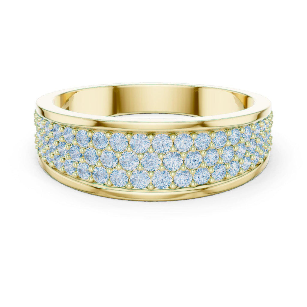 Men's Wide Domed Pavé Moissanite Band – 925 Sterling Silver, 18K Gold Vermeil