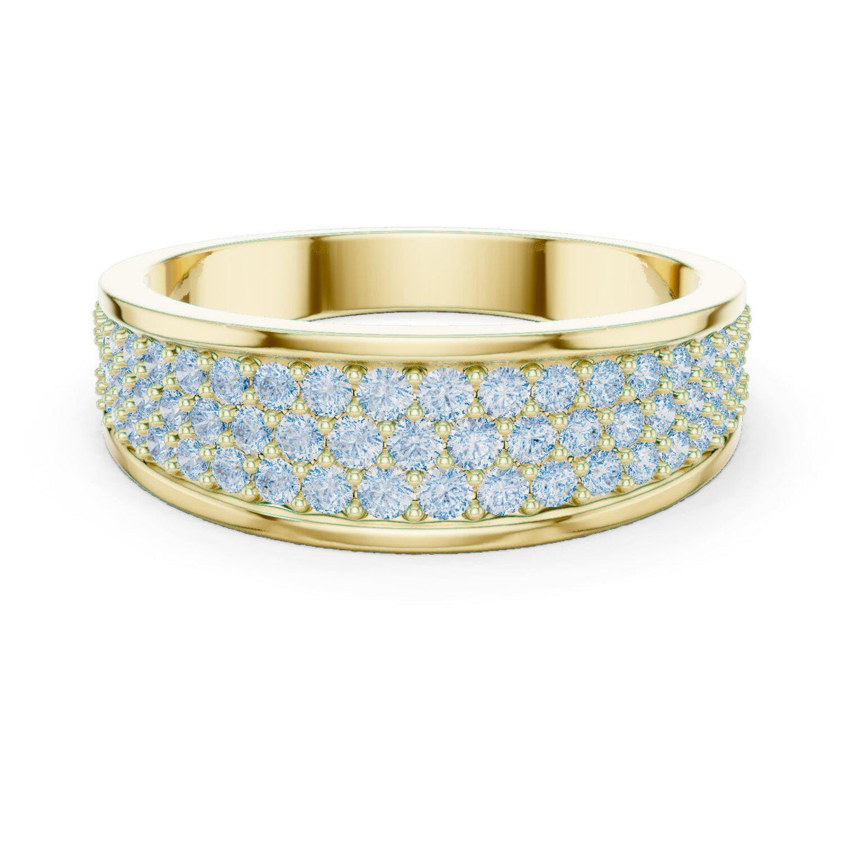 Men's Wide Domed Pavé Moissanite Band – 925 Sterling Silver, 18K Gold Vermeil