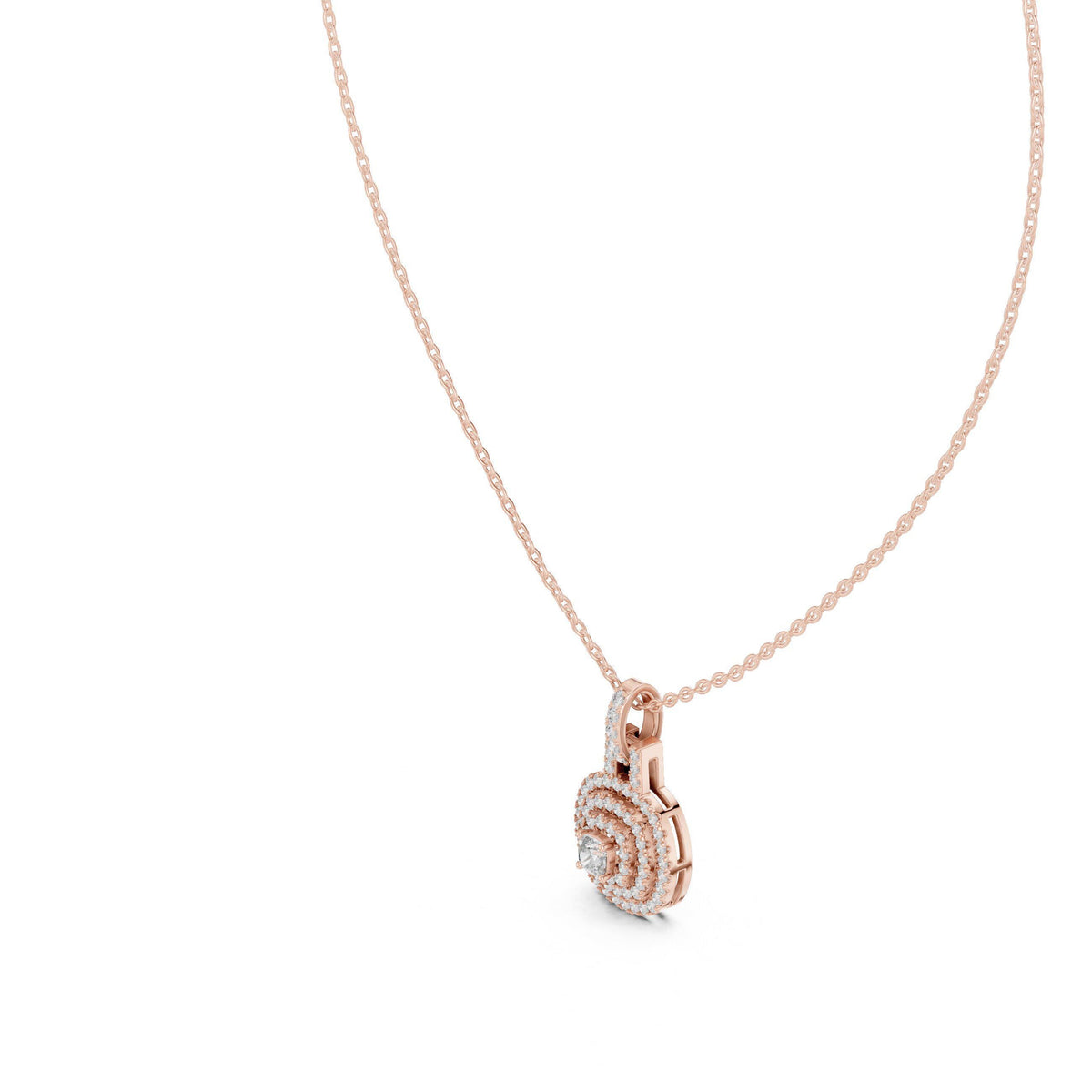 Cushion Moissanite Triple-Halo Pendant Necklace – 925 Sterling Silver, 18K Gold Vermeil